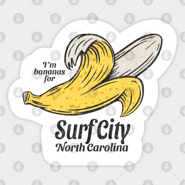 Surf City, NC Summertime Vacationing Going Bananas Sticker by Contentarama